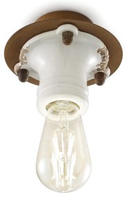 Plafoniera Industrial Pipes Ferro E Ceramica Vintage Bianco 1 Luce E27