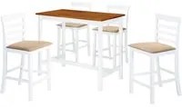 Set Tavolo e Sedie da Bar 5 pz Legno Massello Marrone e Bianco 275234