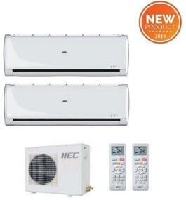 Climatizzatore condizionatore hec by Haier dual split inverter serie tide 9+12 con H2SU-18TK R-32 9000+12000