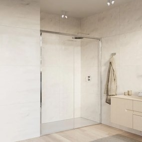 Porta doccia H 200cm, Sp. 8 mm in vetro vetro senza finitura / trasparente profilo cromo