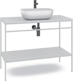 Mobile bagno da terra con lavabo Outline L 100 x H 92 x P 45.5 cm Bianco per vasca centrale