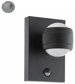 Applique LED bagno e garage design da esterno Sesimba nero IP44, con sensore di movimento luce bianco caldo 660 lumen, EGLO