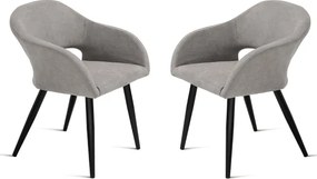 Sedia imbottita in tessuto Grigio Chiaro con struttura in metallo WEST 2 sedie