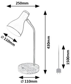 Rabalux 74002 - Lampada da tavolo FERB 1xE14/25W/230V