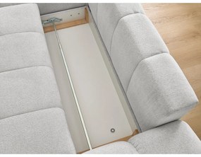 Divano angolare grigio chiaro allungabile e con contenitore (penisola a sinistra/chaise lounge) con rivestimento in ciniglia Everest – Bobochic Paris