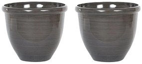 Set di 2 vasi in pietra marrone scuro ⌀ 40 cm TESALIA Beliani