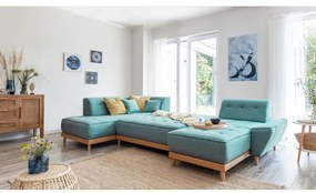 Divano letto angolare turchese (angolo sinistro/"U") Dazzling Daisy - Miuform