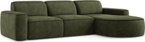 Divano angolare verde (con penisola a destra/con chaise lounge) con rivestimento in ciniglia Omao – Makamii