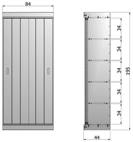 Armadio in pino bianco con ante scorrevoli 85x195 cm Row - WOOOD