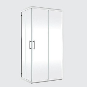 Box doccia con ingresso angolare scorrevole Easy rettangolare L 100 x L 80 x H 190 cm in vetro, sp. 6 mm smerigliato cromo