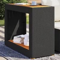 Tavolino da Giardino Piano Legno Nero 100x40x75 cm Polyrattancod mxl 89015