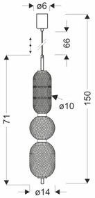 Lampadario LED sospeso con cavo PUMA LED/15W/230V Ø 14 cm nero