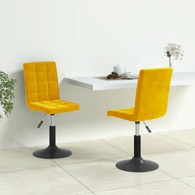 Sedie Da Pranzo Girevoli 2 Pz Giallo Senape İn Velluto /