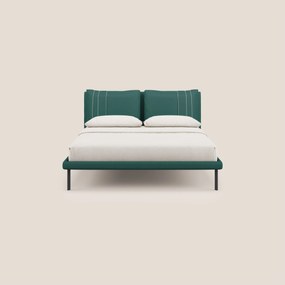 Giselle letto moderno con cuscini testata regolabili con tasche in microfibra impermeabile T11 petrolio