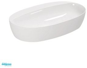 Azzurra Ceramica "Elegance Circle" Lavabo D'Appoggio Ovale 70x42 Cm Bianco Lucido