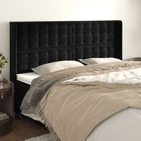 Testiera Ad Orecchio Nera 183x16x118/128 Cm İn Velluto /