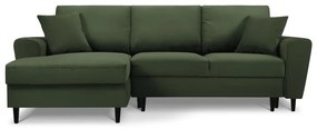 Divano angolare verde allungabile e con contenitore (con penisola a sinistra/con chaise lounge) con rivestimento in velluto a coste Kyoto – Cosmopolitan Design