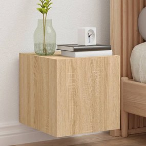 Mobili Tv A Parete Con Luci Led 2pz Rovere Sonoma 30,5x35x30 Cm /