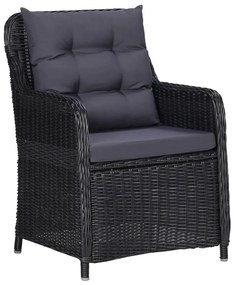 Set da Pranzo da Giardino 11 pz in Polyrattan Nero