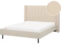 Letto matrimoniale con doghe 180 x 200 cm tessuto boucl di colore beige stile glam moderno