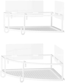 Mensole angolari bianche autoportanti in acciaio per bagno 2 pezzi Cubiko - Umbra