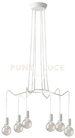 Lampadario a sospensione habitat bianca 6 luci attacco e27 66x120cm...