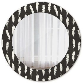 Specchio rotondo stampato Piume fi 50 cm