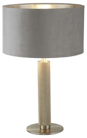 Lampada Scrivania Contemporanea Londra Acciaio Ottone Velluto Grigio 1 Luce E27