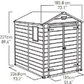 Casetta Da Giardino In Resina 185,8x236,8x227H Cm Manor 6x8 Grigio Keter Con Finestra
