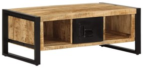 Tavolino Da Salotto 90x50x36 Cm Legno Massello Di Mango Grezzo /