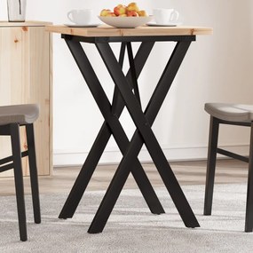 Tavolo Da Pranzo Telaio A X 50x50x75,5 Cm Legno Pino E Acciaio /