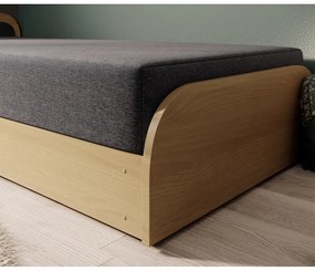 Letto singolo imbottito/in truciolato giallo ocra/grigio scuro con contenitore e materasso inclusi 80x190 cm Parys – ELTAP