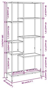 Scaffale per libri 80x30x180 cm acciaio e legno multistrato