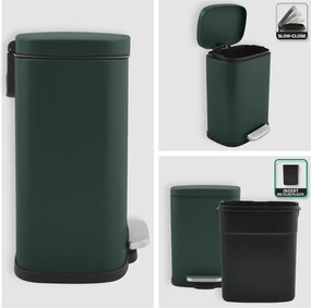 Cestino per la spazzatura verde scuro in acciaio con pedale 5 l Akira – Spirella