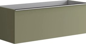 Mobile da bagno sospeso sotto lavabo Pixel plain 1 cassetto L 120 x H 40 x P 45.5 cm verde salvia laccato opaco, con maniglia alluminio brillante