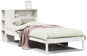 Letto libreria senza materasso bianco 90x190 cm massello pino