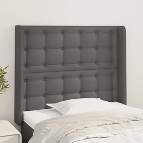 Testiera Ad Orecchio Grigio 93x16x118/128 Cm İn Similpelle /