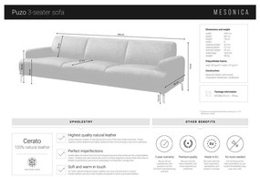 Divano in pelle rosso-marrone, 240 cm Puzo - MESONICA