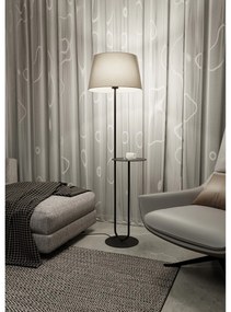 Piantana 1 Luce Horus Paralume In Tessuto Beige Con Mensola In Acciaio Nero