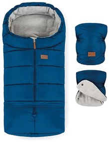 PETITE&amp;MARS - SET Coprigambe per bambini 3in1 JIBOT + stroller mano muff blu