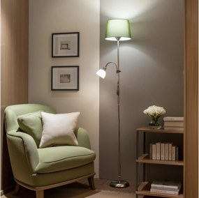 Brilagi - Lampada da terra CERIA 2 in 1 1xE27/100W/230V + 1xE14/25W cromo opaco/verde