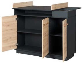 Cassettiera bassa per bambini in rovere con fasciatoio in colore antracite-naturale 118x103 cm Lenn - Roba