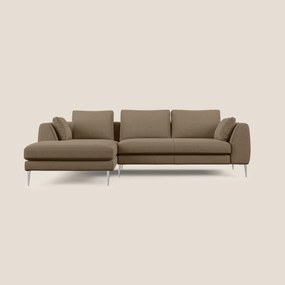 Plano divano moderno angolare con penisola in microfibra smacchiabile T11 marrone