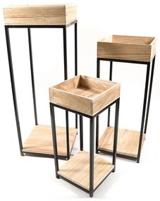 Vaso fioriera stile industrial  in legno  H