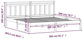 Giroletto Nero in Legno Massello di Pino 200x200 cm