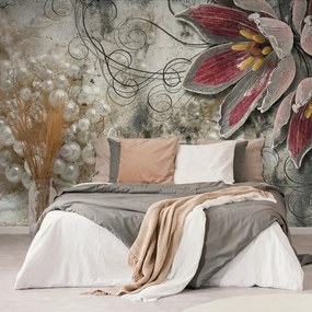 Carta da parati – Fiori con perle