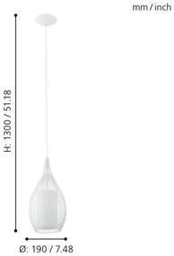 Eglo 92251 - Lampadario RAZONI 1xE27/60W/230V