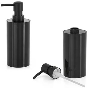 Set accessori bagno da appoggio 5 pezzi in plastica nero Glim