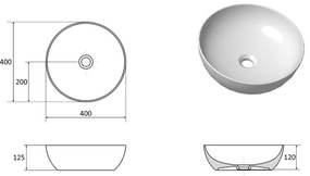 Ravak XJX01140003 - Lavabo da appoggio UNI SLIM Ø 40 cm ceramica/bianco