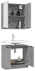 Set mobili da bagno 2 pz grigio sonoma in legno multistrato